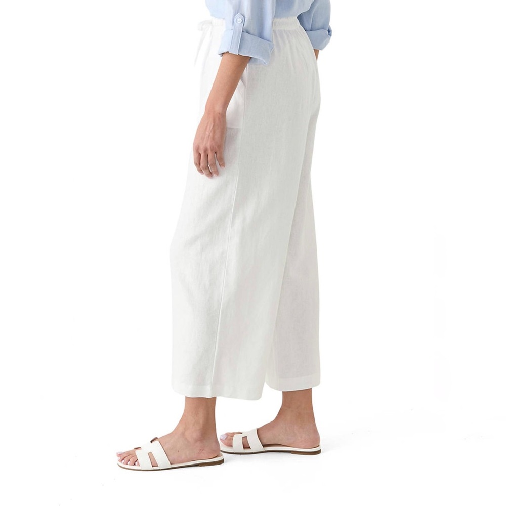 Gloria Vanderbilt Linen Capris Women’s White Small Wide Leg Summer Beach Pants